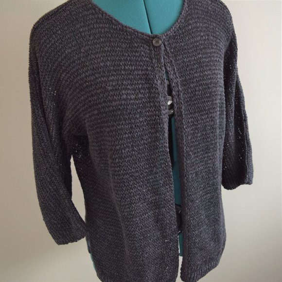 Black Crochet Knit Oversized European Cardigan - Picture 2 of 10